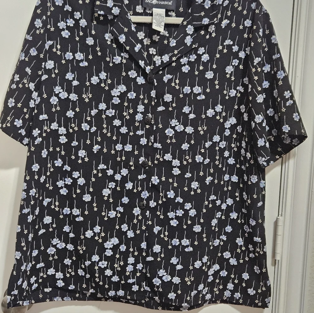 Sag Harbor Black and Blue Floral Shirt - Picture 8 of 9